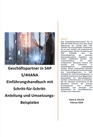 Buchcover Geschäftspartner in SAP S/4HANA Einführungshandbuch mit Schritt-für-Schritt-Anleitung und Umsetzungs-Beispielen | Hans-Georg Emrich | EAN 9783758479618 | ISBN 3-7584-7961-4 | ISBN 978-3-7584-7961-8