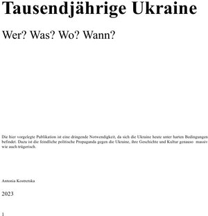 Buchcover Tausendjährige Ukraine | Antonia Kostretska | EAN 9783758493188 | ISBN 3-7584-9318-8 | ISBN 978-3-7584-9318-8