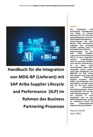 Buchcover Handbuch für die Integration von MDG-BP (Lieferant) mit SAP Ariba Supplier Lifecycle and Performance (SLP) | Hans-Georg Emrich | EAN 9783758498107 | ISBN 3-7584-9810-4 | ISBN 978-3-7584-9810-7