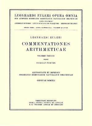 Buchcover Commentationes arithmeticae 2nd part | Leonhard Euler | EAN 9783764314026 | ISBN 3-7643-1402-8 | ISBN 978-3-7643-1402-6