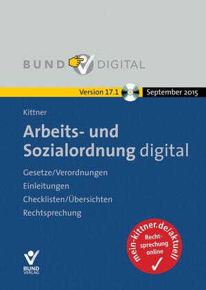 Buchcover Arbeits- und Sozialordnung digital Version 17.1 | Michael Kittner | EAN 9783766383860 | ISBN 3-7663-8386-8 | ISBN 978-3-7663-8386-0