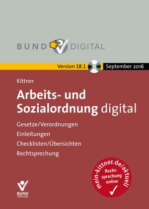 Buchcover Arbeits- und Sozialordnung digital Version 18.1 | Michael Kittner | EAN 9783766383969 | ISBN 3-7663-8396-5 | ISBN 978-3-7663-8396-9