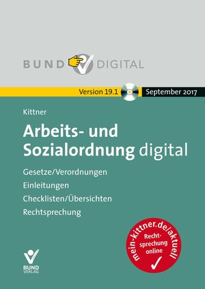 Buchcover Arbeits- und Sozialordnung digital Version 19.1 | Michael Kittner | EAN 9783766384140 | ISBN 3-7663-8414-7 | ISBN 978-3-7663-8414-0