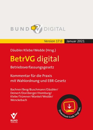 Buchcover BetrVG digital Vers.17.0 Fortsetzungsbezug  | EAN 9783766384867 | ISBN 3-7663-8486-4 | ISBN 978-3-7663-8486-7