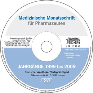Buchcover Medizinische Monatsschrift für Pharmazeuten  | EAN 9783769252019 | ISBN 3-7692-5201-2 | ISBN 978-3-7692-5201-9