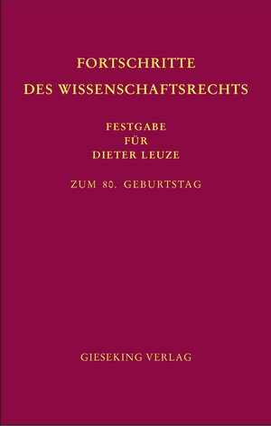 Buchcover Fortschritte des Wissenschaftsrechts | Pallme Palme | EAN 9783769411270 | ISBN 3-7694-1127-7 | ISBN 978-3-7694-1127-0
