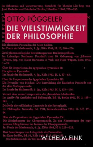 Buchcover Die Vielstimmigkeit der Philosophie | Otto Pöggeler | EAN 9783770553976 | ISBN 3-7705-5397-7 | ISBN 978-3-7705-5397-6