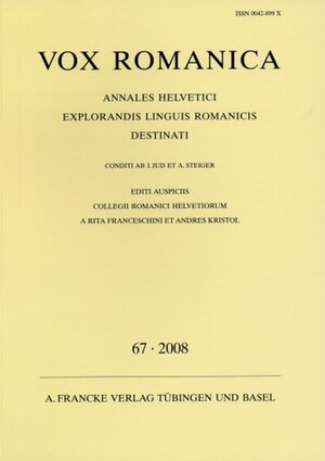 Buchcover Vox Romanica 67 (2008)  | EAN 9783772022074 | ISBN 3-7720-2207-3 | ISBN 978-3-7720-2207-4