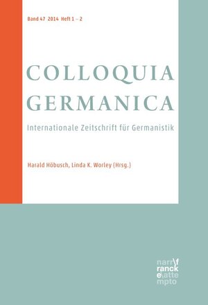Buchcover Colloquia Germanica, 47, 1-2 (2014)  | EAN 9783772090318 | ISBN 3-7720-9031-1 | ISBN 978-3-7720-9031-8