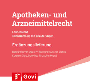 Buchcover Apotheken- und Arzneimittelrecht - Landesrecht Niedersachsen 94. Ergänzungslieferung  | EAN 9783774117556 | ISBN 3-7741-1755-1 | ISBN 978-3-7741-1755-6