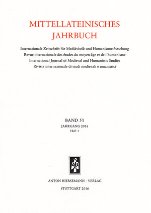 Buchcover Mittellateinisches Jahrbuch. Internationale Zeitschrift für Mediävistik und Humanismusforschung  | EAN 9783777216096 | ISBN 3-7772-1609-7 | ISBN 978-3-7772-1609-6