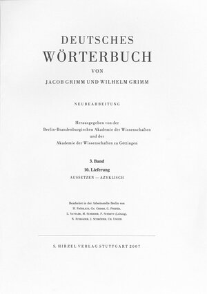 Buchcover Grimm, Dt. Wörterbuch Neubearbeitung | Jacob Grimm | EAN 9783777615585 | ISBN 3-7776-1558-7 | ISBN 978-3-7776-1558-5