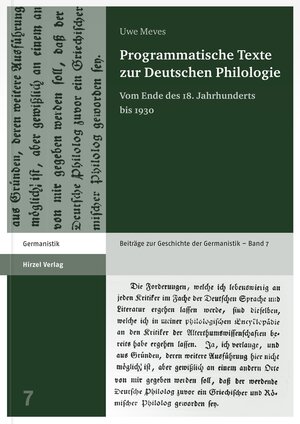 Buchcover Programmatische Texte zur Deutschen Philologie | Uwe Meves | EAN 9783777625515 | ISBN 3-7776-2551-5 | ISBN 978-3-7776-2551-5