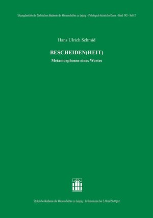 Buchcover "BESCHEIDEN(HEIT)" | Hans Ulrich Schmid | EAN 9783777627328 | ISBN 3-7776-2732-1 | ISBN 978-3-7776-2732-8