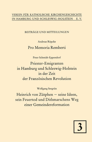 Buchcover Pro Memoria Remberti. - Schmidt-Eppendorf, Peter: Priester-Emigranten in Hamburg und Schleswig-Holstein in der Zeit der Französischen Revolution | Andreas Röpcke | EAN 9783786851035 | ISBN 3-7868-5103-4 | ISBN 978-3-7868-5103-5