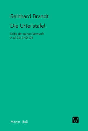 Buchcover Die Urteilstafel | Reinhard Brandt | EAN 9783787310159 | ISBN 3-7873-1015-0 | ISBN 978-3-7873-1015-9