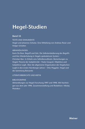 Buchcover Hegel-Studien Band 35  | EAN 9783787329557 | ISBN 3-7873-2955-2 | ISBN 978-3-7873-2955-7