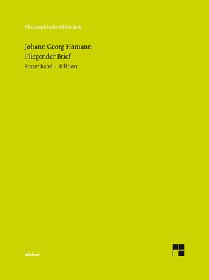 Buchcover Fliegender Brief | Johann Georg Hamann | EAN 9783787334230 | ISBN 3-7873-3423-8 | ISBN 978-3-7873-3423-0