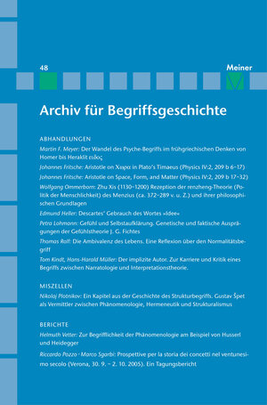 Buchcover Archiv für Begriffsgeschichte. Band 48  | EAN 9783787336760 | ISBN 3-7873-3676-1 | ISBN 978-3-7873-3676-0