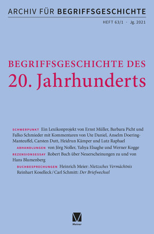 Buchcover Archiv für Begriffsgeschichte. Band 63,1  | EAN 9783787340101 | ISBN 3-7873-4010-6 | ISBN 978-3-7873-4010-1