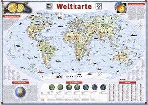 Was ist Was Illustrierte Weltkarte. 1 : 47 500 000. Poster