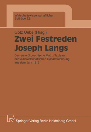 Buchcover Zwei Festreden Joseph Langs  | EAN 9783790804874 | ISBN 3-7908-0487-8 | ISBN 978-3-7908-0487-4