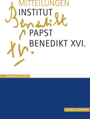 Buchcover Mitteilungen Institut Papst Benedikt XVI.  | EAN 9783795434519 | ISBN 3-7954-3451-3 | ISBN 978-3-7954-3451-9