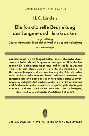 Buchcover Die Funktionelle Beurteilung des Lungen- und Herzkranken | Heribert C. Landen | EAN 9783798500976 | ISBN 3-7985-0097-5 | ISBN 978-3-7985-0097-6