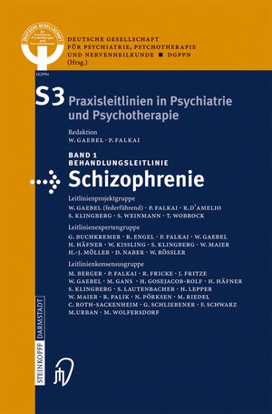 Buchcover Behandlungsleitlinie Schizophrenie  | EAN 9783798515987 | ISBN 3-7985-1598-0 | ISBN 978-3-7985-1598-7
