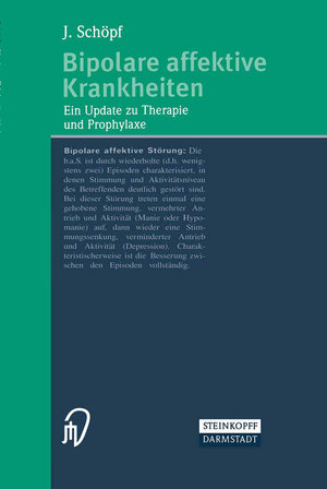 Buchcover Bipolare affektive Krankheiten | J. Schöpf | EAN 9783798519633 | ISBN 3-7985-1963-3 | ISBN 978-3-7985-1963-3