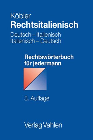 Buchcover Rechtsitalienisch | Gerhard Köbler | EAN 9783800662739 | ISBN 3-8006-6273-6 | ISBN 978-3-8006-6273-9