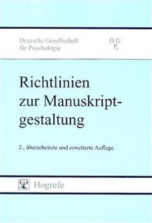 Buchcover Richtlinien zur Manuskriptgestaltung  | EAN 9783801710255 | ISBN 3-8017-1025-4 | ISBN 978-3-8017-1025-5