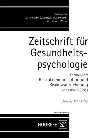 Buchcover Zeitschrift für Gesundheitspsychologie  | EAN 9783801717834 | ISBN 3-8017-1783-6 | ISBN 978-3-8017-1783-4