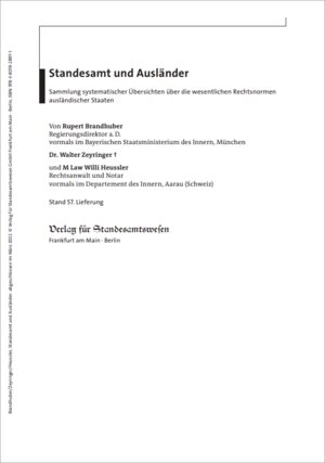 Buchcover Standesamt und Ausländer | Rupert Brandhuber | EAN 9783801928971 | ISBN 3-8019-2897-7 | ISBN 978-3-8019-2897-1