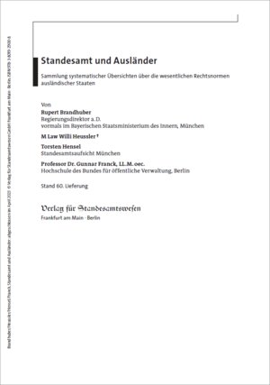 Buchcover Standesamt und Ausländer | Rupert Brandhuber | EAN 9783801929008 | ISBN 3-8019-2900-0 | ISBN 978-3-8019-2900-8