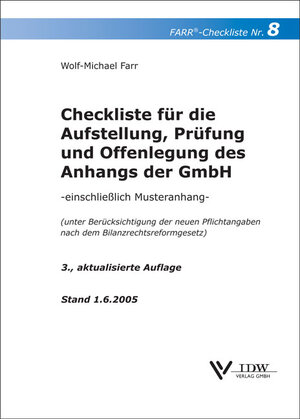 Checkliste für die Aufstellung, Prüfung und Offenlegung des Anhangs der GmbH