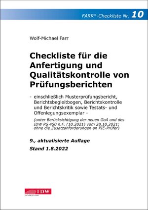 Buchcover Checkliste 10 für die Anfertigung und Qualitätskontrolle von Prüfungsberichten | Wolf-Michael Farr | EAN 9783802127427 | ISBN 3-8021-2742-0 | ISBN 978-3-8021-2742-7