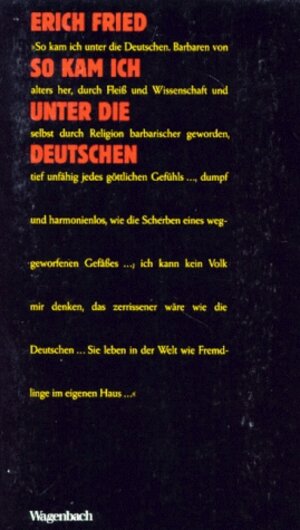 Buchcover So kam ich unter die Deutschen | Erich Fried | EAN 9783803121837 | ISBN 3-8031-2183-3 | ISBN 978-3-8031-2183-7