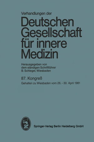 Buchcover 87. Kongreß | Professor Dr. Bernhard Schlegel | EAN 9783807003276 | ISBN 3-8070-0327-4 | ISBN 978-3-8070-0327-6