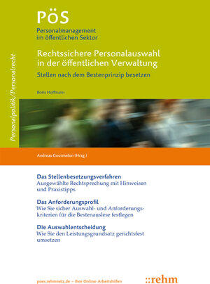Buchcover Rechtssichere Personalauswahl in der öffentlichen Verwaltung | Boris Hoffmann | EAN 9783807301563 | ISBN 3-8073-0156-9 | ISBN 978-3-8073-0156-3