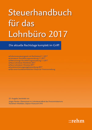 Buchcover Steuerhandbuch für das Lohnbüro 2017 | Jürgen Plenker | EAN 9783807325958 | ISBN 3-8073-2595-6 | ISBN 978-3-8073-2595-8