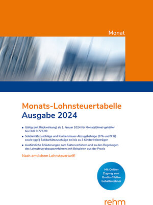 Buchcover Monats-Lohnsteuertabelle 2024  | EAN 9783807328782 | ISBN 3-8073-2878-5 | ISBN 978-3-8073-2878-2