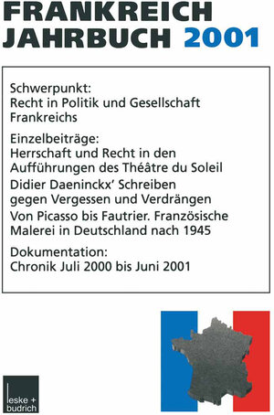 Buchcover Frankreich-Jahrbuch 2001 | Wolfgang Asholt | EAN 9783810032409 | ISBN 3-8100-3240-9 | ISBN 978-3-8100-3240-9