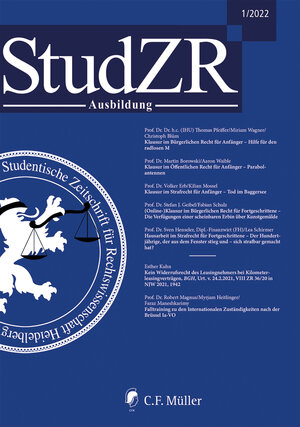 Buchcover StudZR Ausbildung 1/2022 | Studentische Zeitschrift für Rechtswissenschaft e.V. | EAN 9783811458215 | ISBN 3-8114-5821-3 | ISBN 978-3-8114-5821-5