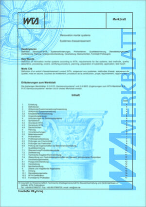 Buchcover Natursteinrestaurierung nach WTA III: Steinergänzung mit Restauriermörteln und Steinersatzstoffen. Ersatz für Merkblatt 3-6-93/D  | EAN 9783816768098 | ISBN 3-8167-6809-1 | ISBN 978-3-8167-6809-8