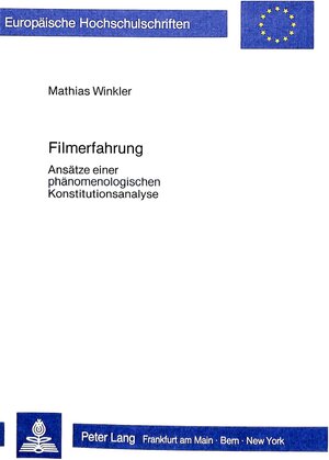 Buchcover Filmerfahrung | Mathias Winkler | EAN 9783820484144 | ISBN 3-8204-8414-0 | ISBN 978-3-8204-8414-4