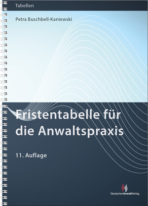 Buchcover Fristentabelle für die Anwaltspraxis | Petra Buschbell-Kaniewski | EAN 9783824017201 | ISBN 3-8240-1720-2 | ISBN 978-3-8240-1720-1