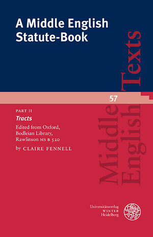 Buchcover A Middle English Statute-Book  | EAN 9783825346522 | ISBN 3-8253-4652-8 | ISBN 978-3-8253-4652-2