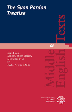 Buchcover The Syon Pardon Treatise | Kari Anne Rand | EAN 9783825349745 | ISBN 3-8253-4974-8 | ISBN 978-3-8253-4974-5
