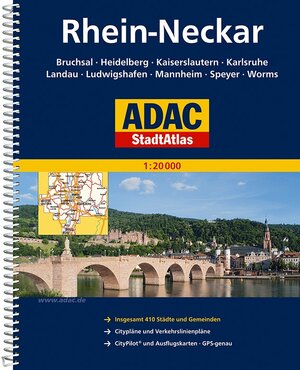 ADAC StadtAtlas Rhein-Neckar mit Bruchsal, Heidelberg, Kaiserslautern, Karlsruhe: , Landau, Ludwigshafen, Mannheim, Speyer, Worms 1:20 000: Bruchsal, ... CityPilot und Ausflugskarten, GPS-genau